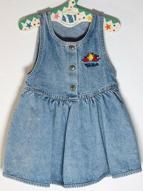 Rare Vintage 90s OshKosh B'gosh Denim Pinafore Jumper Dress 3T Made in Canada